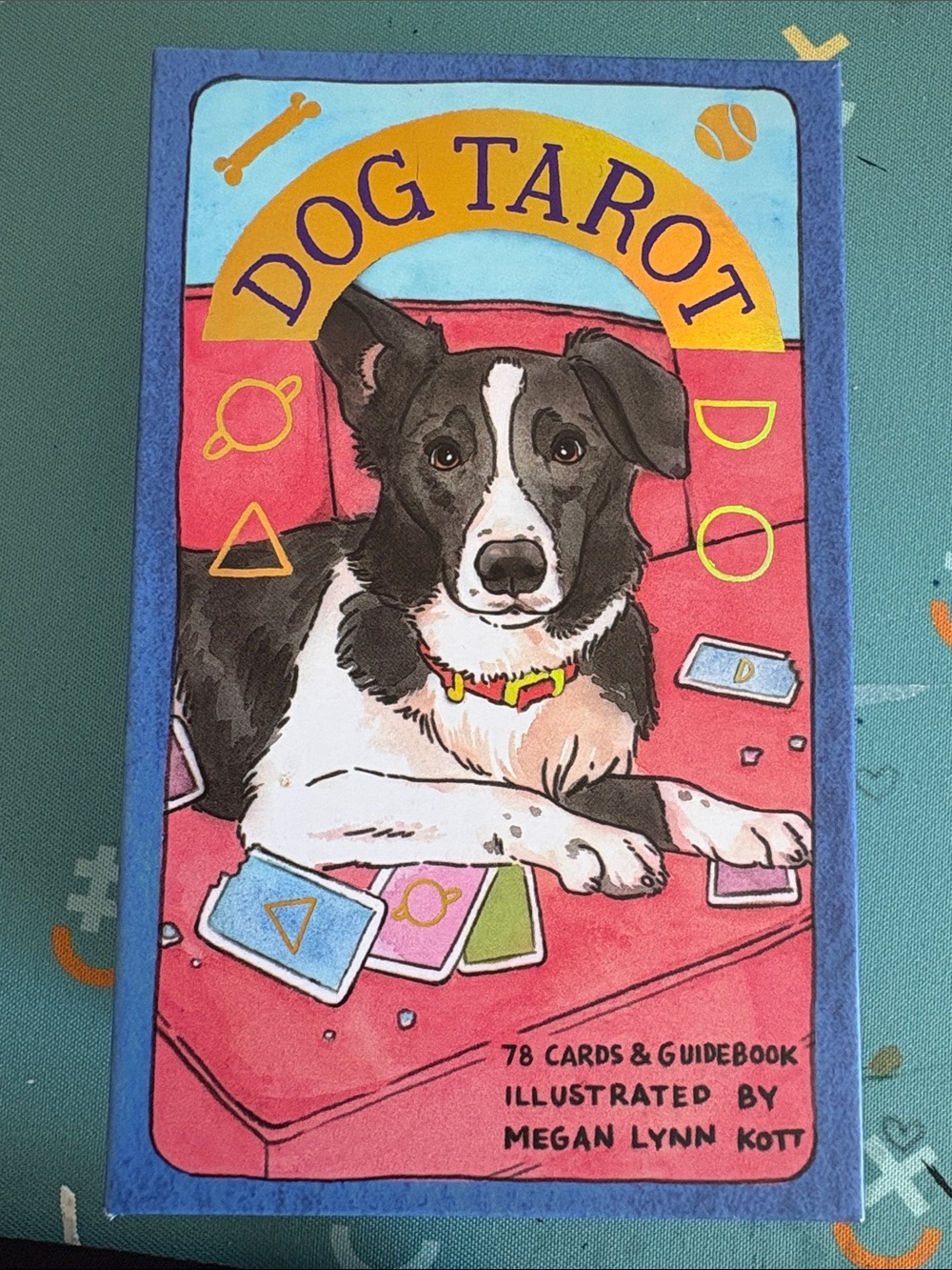 Dog Tarot Card Deck - Illustrated Deck in Pink, Blue and Yellow